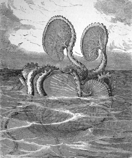 Fantasy depiction of a paper boat on the surface of the sea from 1868, paper boats or argonauts,