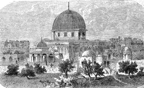 Omar Mosque, Dome of the Rock, in Jerusalem, Israel, after a view from 1860, Historical, digital