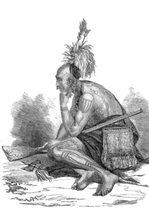 Indian chief with tattoo, Sioux, America, around 1820, Historical, digital reproduction of an