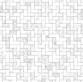 A monochrome herringbone pattern with a brick-like geometric design, creating a minimalistic