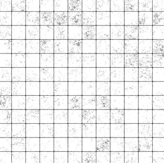 A grunge textured black and white grid pattern with distressed squares