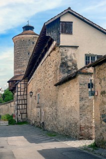 Northern town wall with Diebesturm tower, Isny, Baden-Württemberg, Germany, Europe