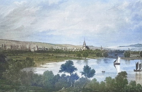 Historical view, 19th century, of the city of Neubrandenburg, Mecklenburg-Vorpommern, Germany,
