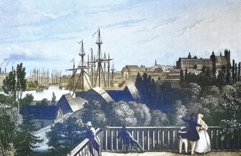 Historical view, 19th century, of the city of Szczecin, Germany, today Szczecin, Poland, digitally