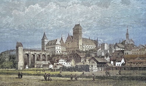 Historical view, 19th century, of the town of Marienwerder, formerly Prussia, Germany, today