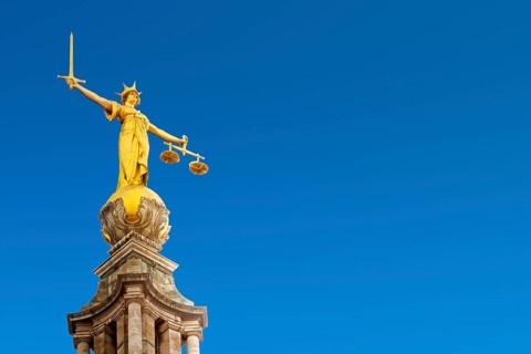 Lady Justice Statue on the Old Bailey, Central Criminal Court, London, United Kingdom, Europe
