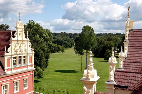 Bad Muskau, 26 July 2009, New Palace in Prince Pückler Park, UNESCO World Heritage Site, Bad