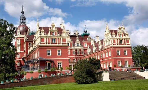 Bad Muskau, 26 July 2009, New Palace in Prince Pückler Park, UNESCO World Heritage Site, Bad