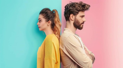 A couple going through broken relationship and divorce and expressing their negative emotions, AI