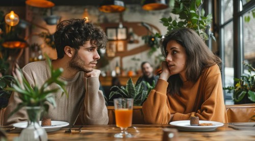 A couple going through broken relationship and divorce and expressing their negative emotions, AI