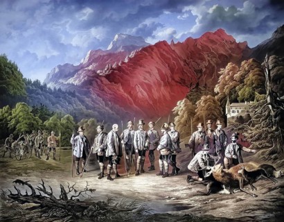 Franz Josef I (1830-1916), Emperor of Austria, King of Hungary. In a hunting party at Lake Ofen,