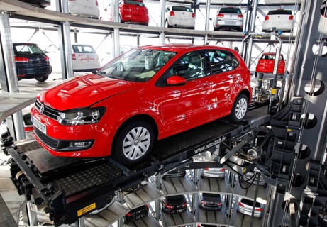 Wolfsburg, 10.03.2010, A Volkswagen Golf VI in the Autoturm of the Autostadt, Wolfsburg, Germany,