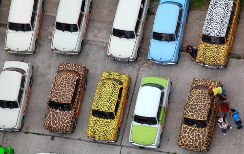 Berlin, 08.08.2010, Colourfully painted Trabants of the organiser Trabi Safari, Berlin, Germany,
