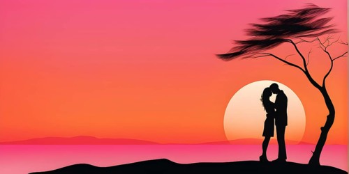 Abstract minimalist love themed wallpaper illustration, AI generated