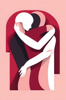 Abstract minimalist love themed wallpaper illustration, AI generated