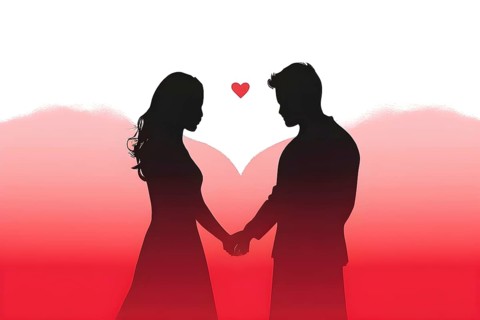 Abstract minimalist love themed wallpaper illustration, AI generated