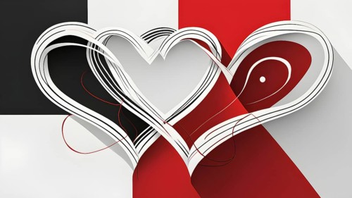 Abstract minimalist love themed wallpaper illustration, AI generated