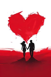 Abstract minimalist love themed wallpaper illustration, AI generated