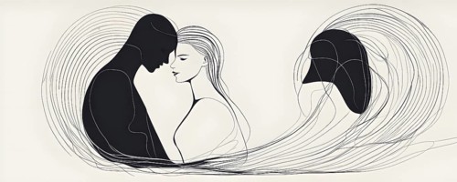 Abstract minimalist love themed wallpaper illustration, AI generated