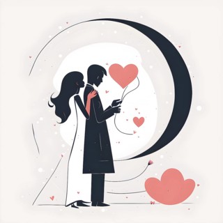 Abstract minimalist love themed wallpaper illustration, AI generated