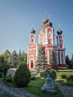 Curchi Monastery outdoor view. Christian Orthodox style church traditional for eastern Europe