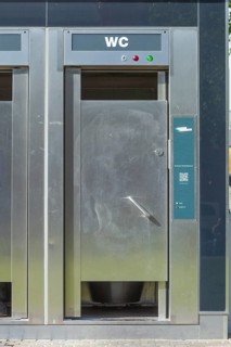 Public toilet block, WC at Bremen station square, Bremen, Germany, Europe