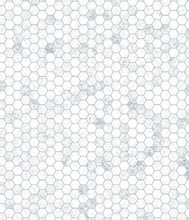 A minimalist and modern pattern featuring repetitive white hexagonal tiles with a subtle textured