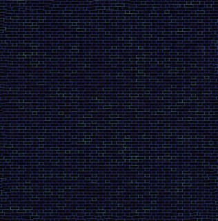 Dark blue brick wall with a consistent pattern, showing a structured and textured appearance