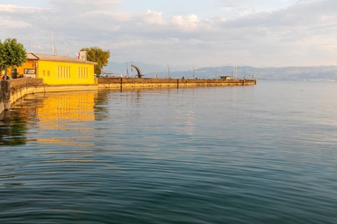 Landing stage, Langenargen, Lake Constance Baden-Württemberg, Germany, Europe
