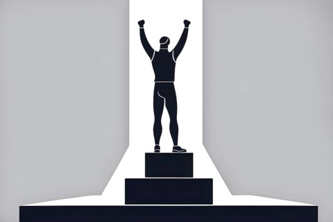 Minimalist illustration depicting visual language for success, AI generated