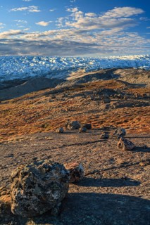 View of the Greenland ice sheet, sunny, Kangerlussuaq, Greenland, North America