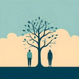 Minimalist illustration depicting visual language for mental health, AI generated