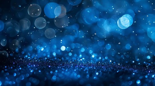 Abstract image showcasing sparkling blue bokeh lights creating a magical and whimsical atmosphere,