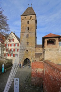 Medieval butcher's tower built in 1340 and historic town fortifications, town gate, town tower,