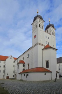 Renaissance court church at the castle, twin towers, Günzburg, Bavaria, Germany, Europe