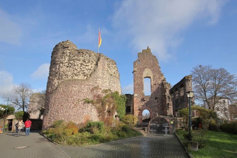 Romanesque Palas, Hayn Castle, historical ruin, Dreieichenhain, Dreieich, Hesse, Germany, Europe
