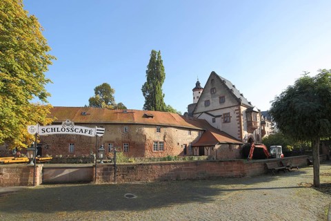 Historic castle with castle café, restaurant, Büdingen, Wetterau, Hesse, Germany, Europe