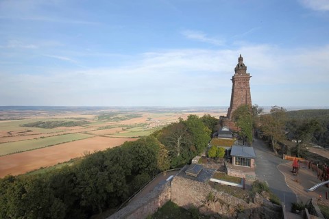 View from Kyffhäuser monument, landscape, view, tower, Kyffhäuser, Thuringia, Germany, Europe