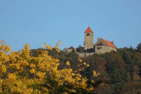 Wachenburg in autumn, castle, landscape, Weinheim, Bergstrasse, Baden-Württemberg, Germany, Europe
