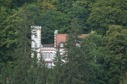 Steinbrück Castle hidden in the forest, villa, Karlstadt, Lower Franconia, Franconia, Bavaria,