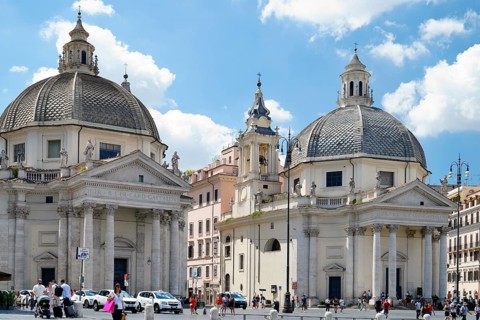 Santa Maria di Monte Santo, Santa Maria dei Miracoli, most famous square, Piazza del Popolo, Campo