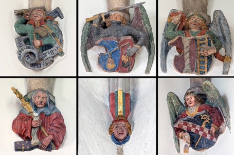 Console stones from around 1750 in St Martin's Church, Plieningen, Baden-Württemberg, Germany,
