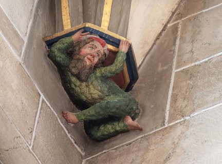 Wild Man, Console Stone in the Heilig Kreuz Minster, Rottweil, Baden-Württemberg, Germany, Europe