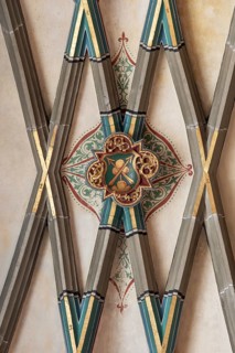 Keystone in the vault of Heilig Kreuz Minster, Rottweil, Baden-Württemberg, Germany, Europe