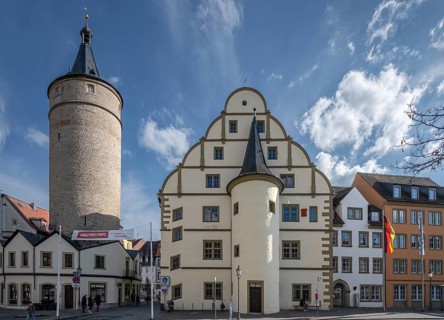 Old Town Hall and the Falter Tower, late medieval tower of the town fortifications, around 1480,