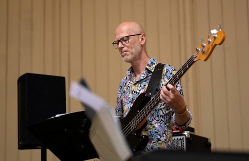 Bass player Jörg Gottwald of the jazz band LoT Late on Tuesday, Stuttgart, Baden-Württemberg,