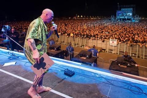 Stumpen (Gero Ivers), singer of the Berlin band Knorkator, at the Wacken Open Air in Wacken. The