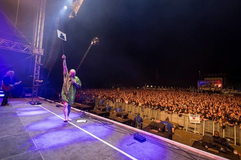 Stumpen (Gero Ivers), singer of the Berlin band Knorkator, at the Wacken Open Air in Wacken. The