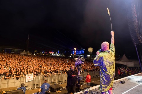 Stumpen (Gero Ivers), singer of the Berlin band Knorkator, at the Wacken Open Air in Wacken. The
