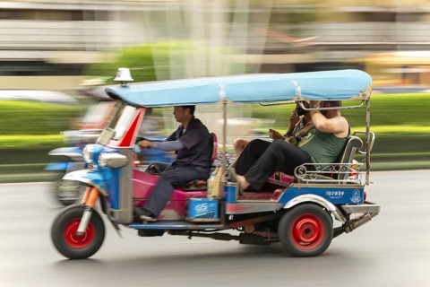 Tuk Tuk in traffic, Bangkok, Thailand, Asia